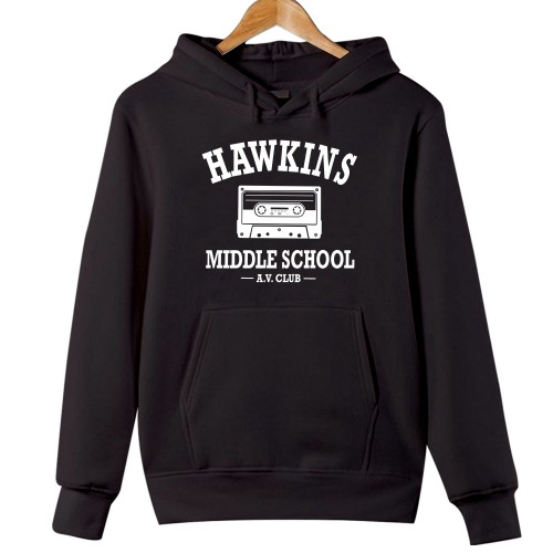 Hawkins Middle School AV Club Hoodie, Stranger Things Jacket, Cassette Tape Retro Sweaters, Hellfire Club Merch, TV Series Tops, Mike & Will Hawkins Jumper