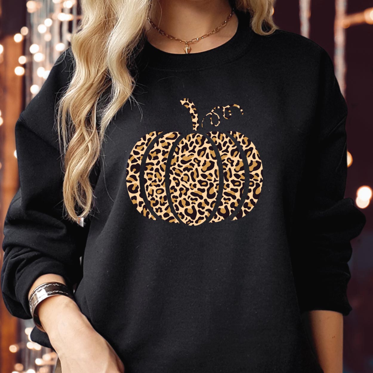 SWEATSHIRT (1812) Leopard Print Pumpkin