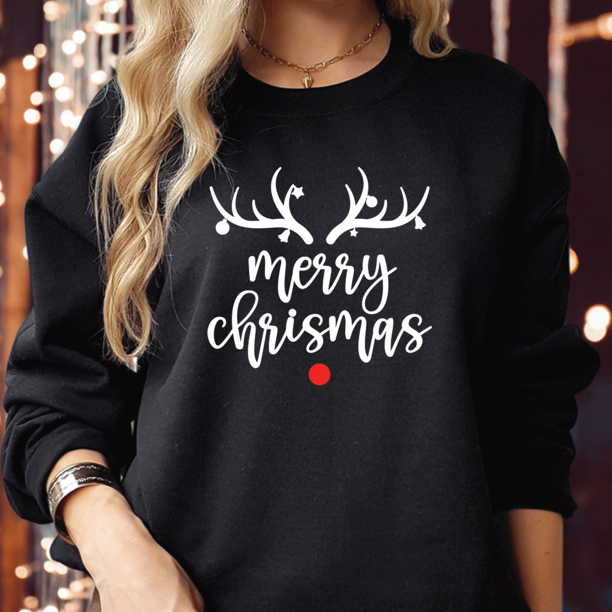 Reindeer Antlers Merry Christmas Rudolph Tree Sweatshirt