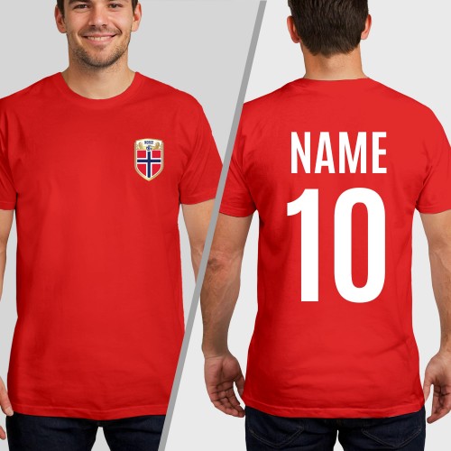 Personalised Norway Football Shirt Soccer T-Shirt, Custom Name Number World Cup 2026 Tops, Mens Womens Kids Jersey Gift, Birthday Sport Tee