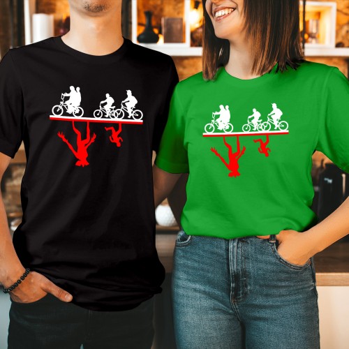 Stranger Things Bike Squad T-Shirt, Hawkins Kids Upside Down Monster Tee, Hellfire Club Merch, TV Series Tops, Retro 80s Adventure XMas Shirt