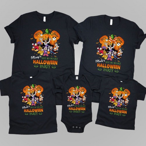 Personalised Matching Family Disney Halloween T-Shirt, Custom Family Shirt - Not So Scary Halloween Pumpkin Party
