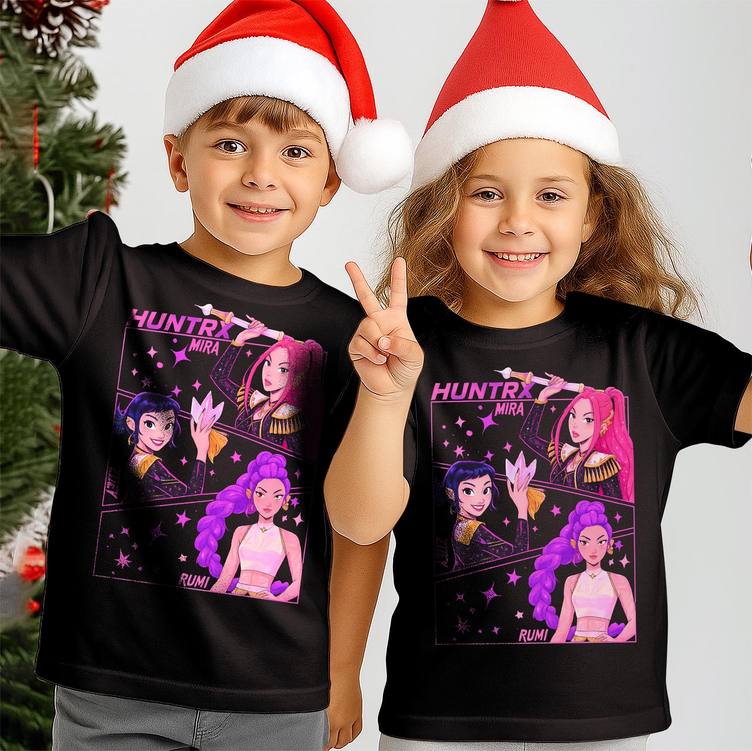 Christmas Anime Hunters T-Shirt K-Pop Style Xmas Manga Tee Cute Girl Power Shirt Funny Gift for kids Toddler's T-shirt