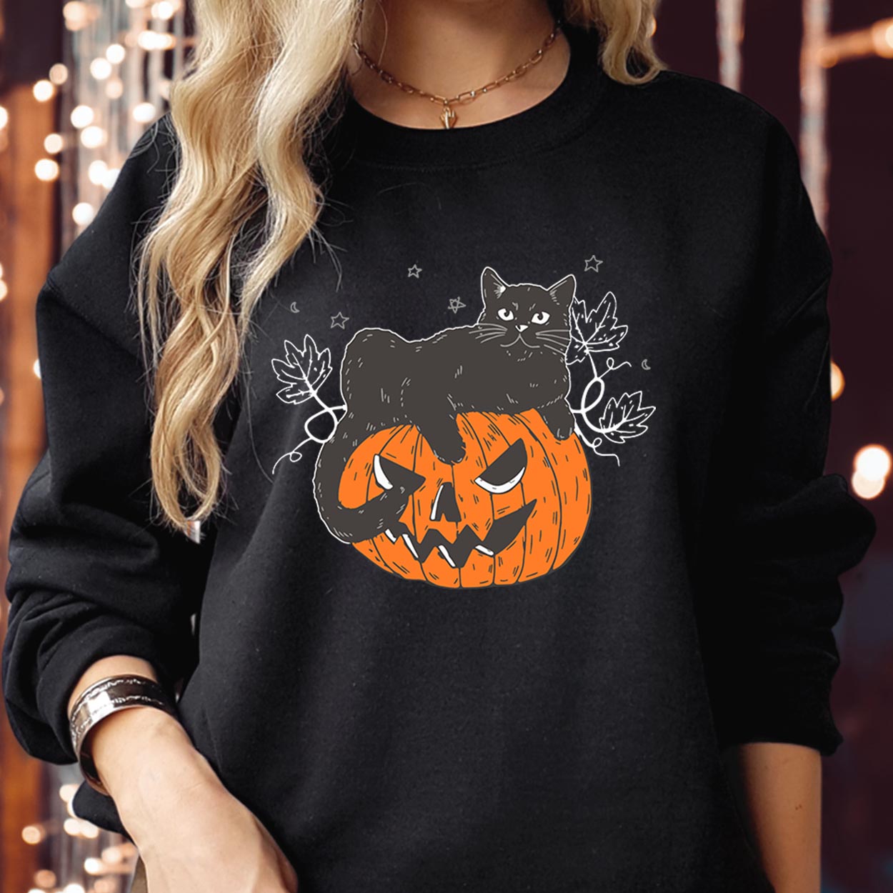 SWEATSHIRT (1925) Black Cat on Pumpkin