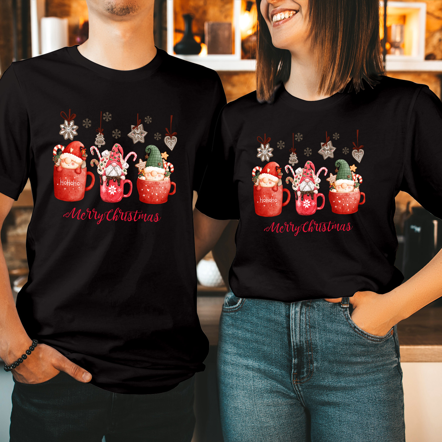 Merry Christmas Gnomes Coffee T-Shirt