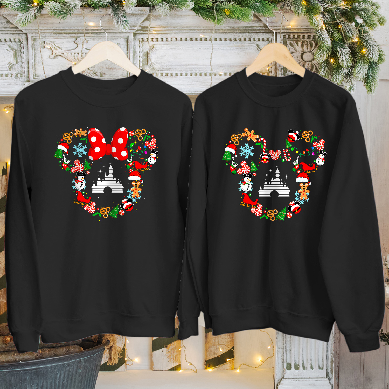 Magical Castle Christmas Mickey House Sweatshirt – Cosy Winter Jumper for Holiday Cheer, Family Christmas Gift Idea, Funky Kittens Original