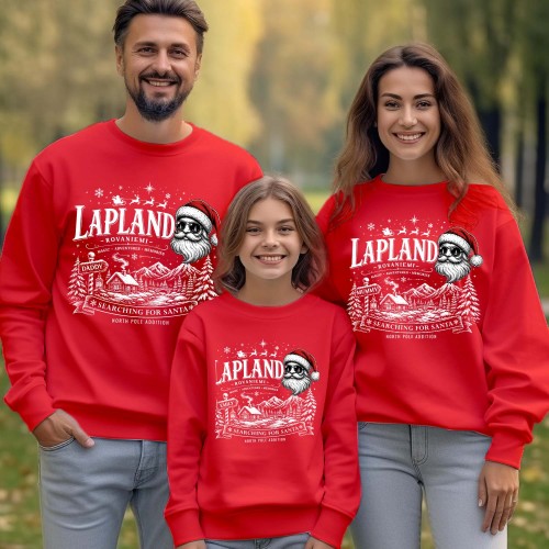 Personalised Lapland Family Christmas Sweatshirts – Custom Santa Claus Matching Holiday Sweaters – Xmas Gift for Mum, Dad & Kids Jumper