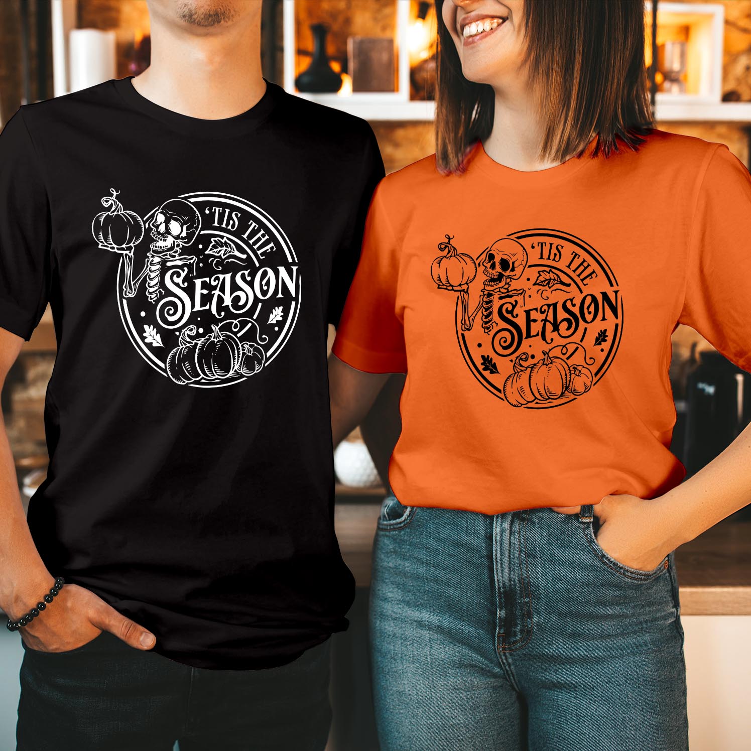 Tis The Season Halloween Skeleton T-Shirt Perfect for Women Who Love Pumpkins, Fall, and Thanksgiving Spooky and Festive Gift T Shirt