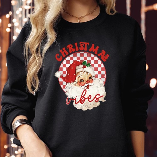 Santa Claus Christmas Vibes Sweatshirt - Festive Holiday Sweatshirt for Winter, Perfect Christmas Gift