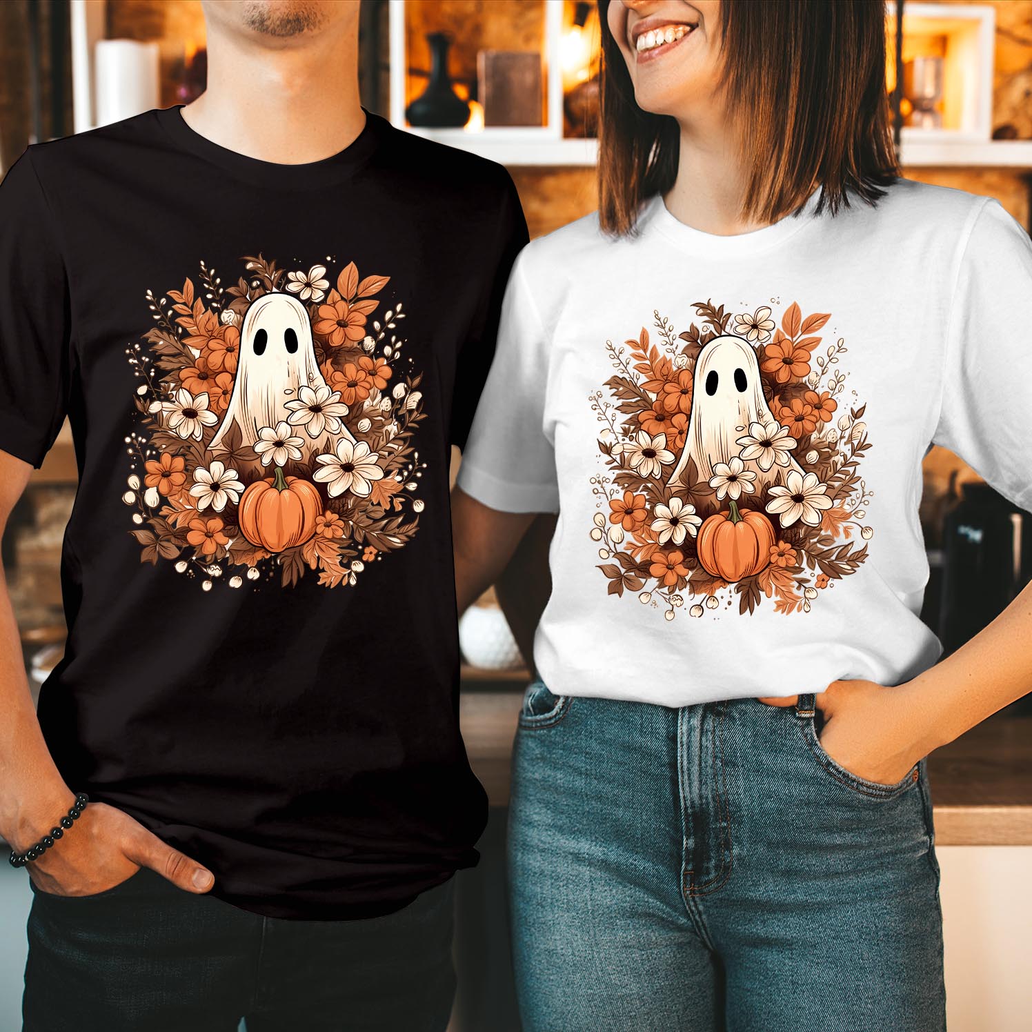 Autumn Spooky Ghost Fall Halloween T-Shirt Embrace the Season with a Playful Ghost Design Perfect for Halloween Fall Festivities Unisex Cozy Soft Chilly Autumn Days T Shirt