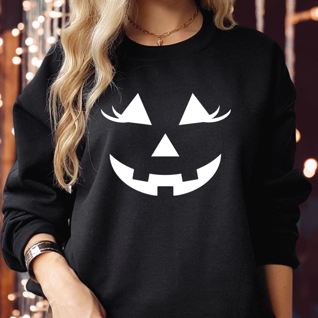 SWEATSHIRT (1980) Jack O Lantern Eyelashes Pumpkin Face