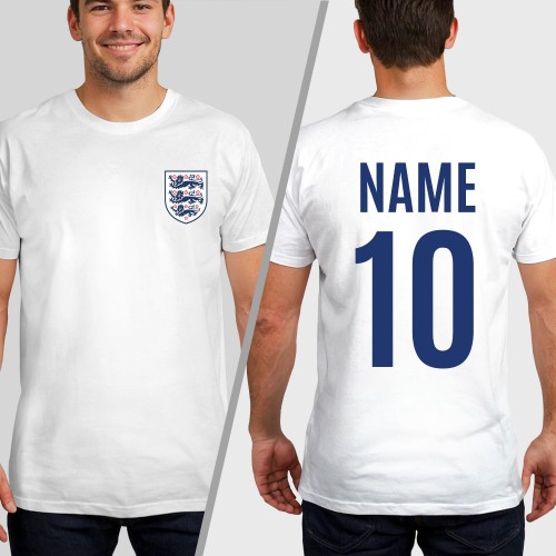 Personalised England Football Shirt Soccer T-Shirt, Custom Name Number World Cup 2026 Tops, Mens Womens Kids Jersey Gift, Birthday Sport Tee