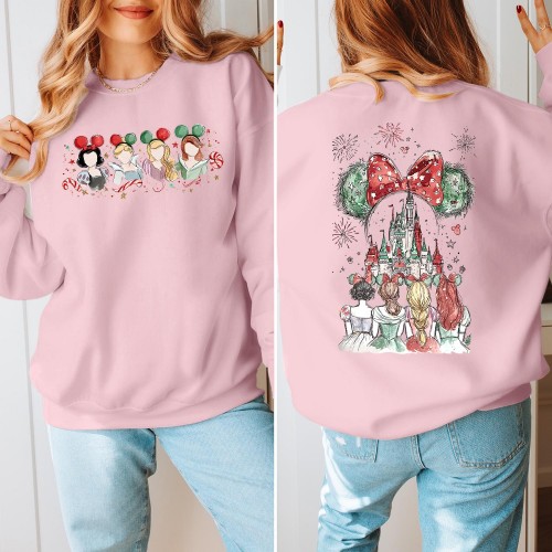 Disney Princess Sweatshirt, Watercolor Castle Magic Memories Jumper, Snow White Cinderella Ariel Aurora Top, Disney Girls Trip Women Kids Sweater