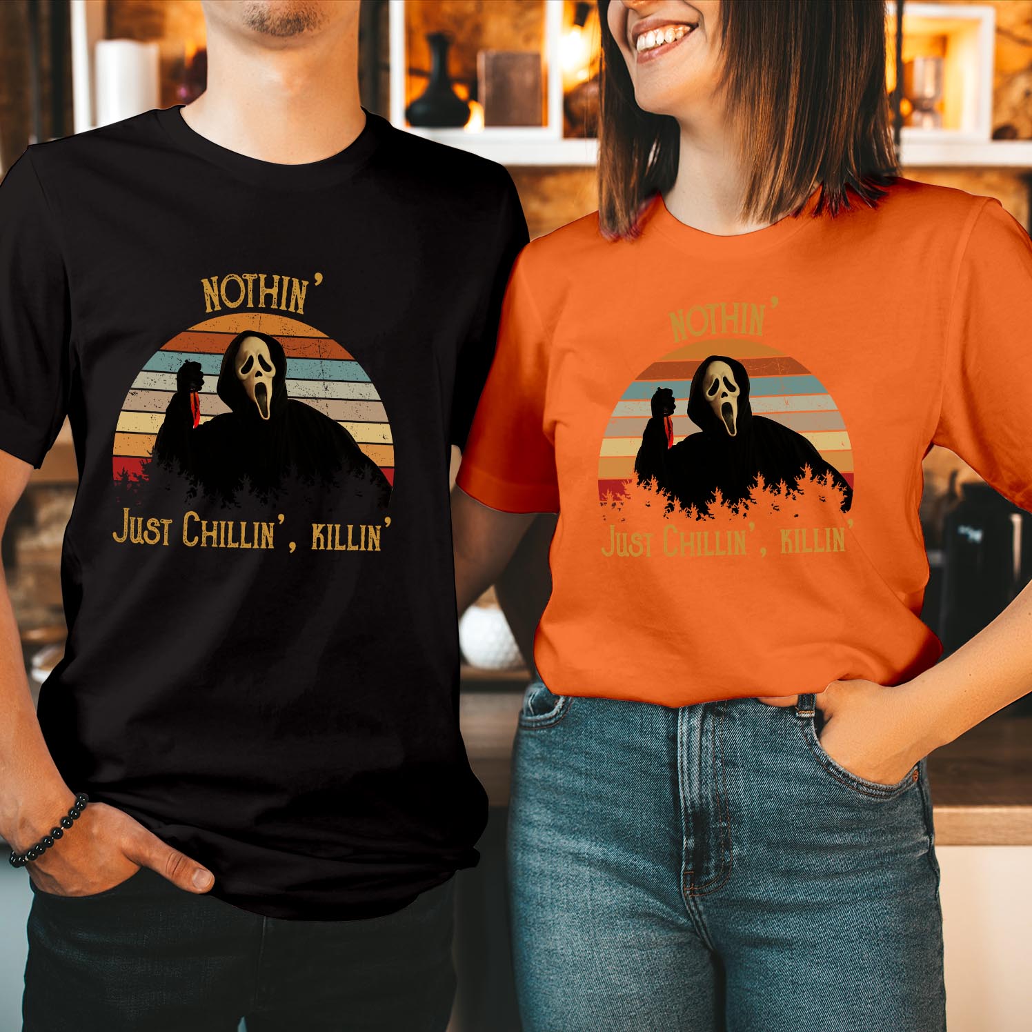 Nothing Just Chillin Killin Horror T-Shirt Let's Watch Scary Movies Shirt Scream Crew Halloween Tee Horror Halloween Shirt Perfect for Halloween Gift T Shirt