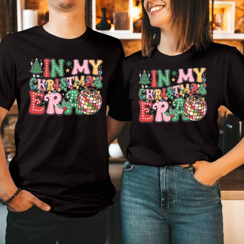 In My Christmas Era Shirt Funny Holiday Disco Ball Top Groovy Xmas T-Shirt Trendy Holiday Party Outfit Tee