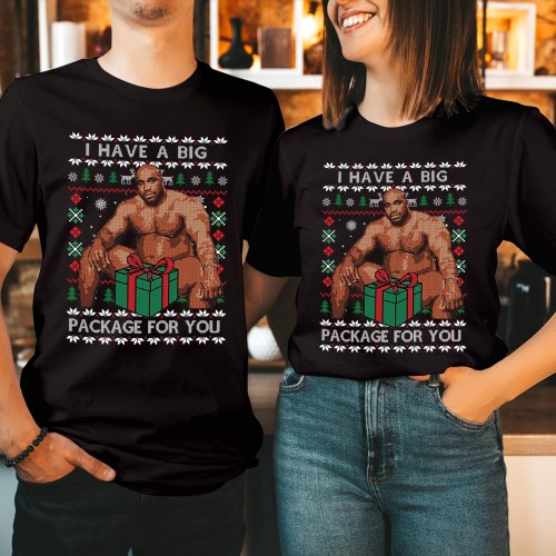 I Have A Big Package For You Shirt Funny Christmas Meme Crewneck Explicit Adult Humor Xmas Gift Raunchy Ugly T-Shirt