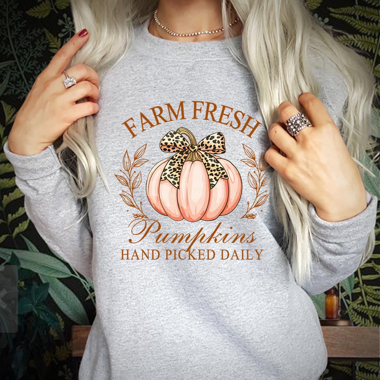 Hand Picked Farm Fresh Pumpkins Fall Coquette Bow - Spooky Season Trick or Treat Boo Ghost Witch - Happy Halloween Jumper