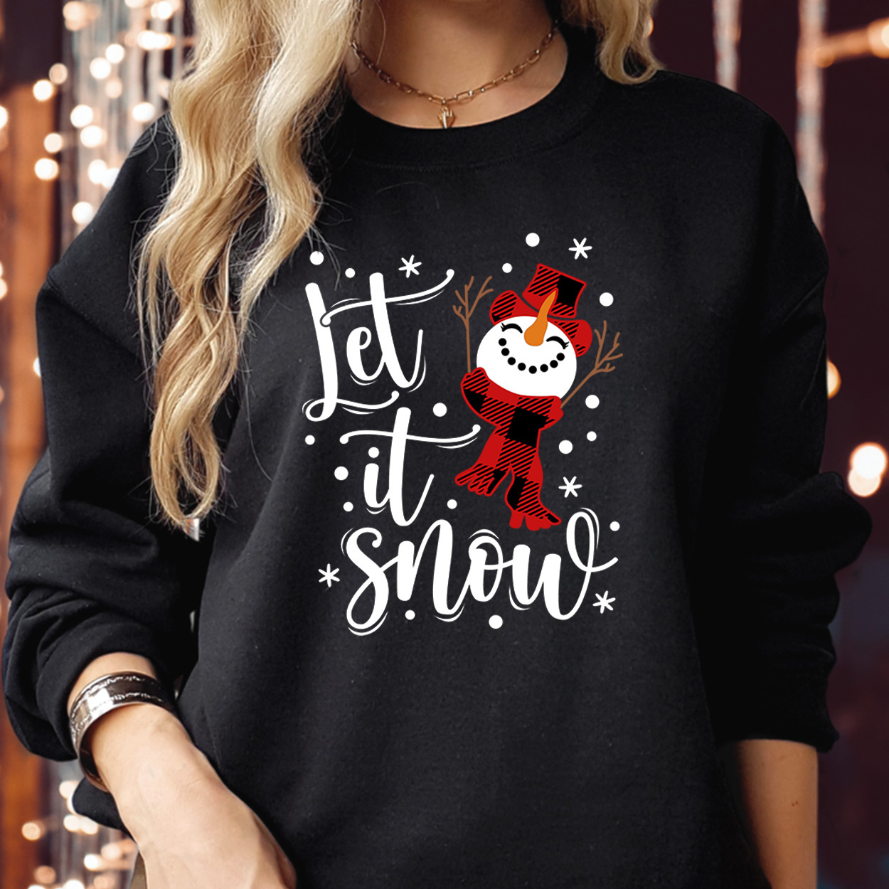 Let It Snow Christmas Snowman Sweater | Festive Holiday Snowman Jumper | Cozy Winter Knit Sweater | Xmas Snowman Pullover for Women | Cute Snowman Christmas Jumper