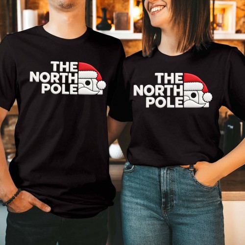 The North Pole Parody Christmas Printed T-Shirt | Santa North Pole Festive Xmas Couple Tee Xmas Gift