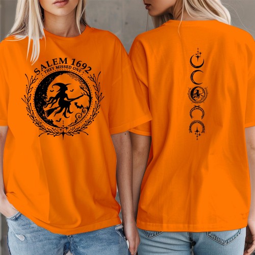 Salem 1692 They Missed One T-Shirt, Salem Massachusetts Witch Shirt, Spooky Broomstick Graphic Tee, Gothic Witchy Shirt Halloween Party Top
