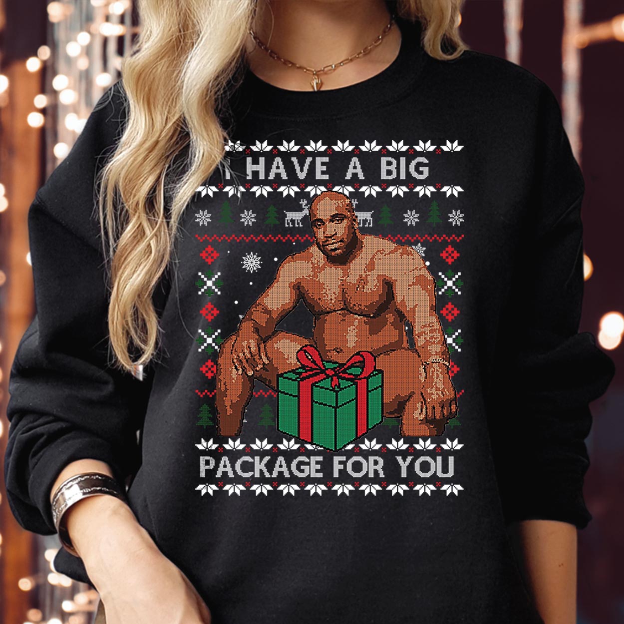 I Have A Big Package For You Sweatshirt Funny Christmas Meme Crewneck Explicit Adult Humor Xmas Gift Raunchy Ugly Sweater