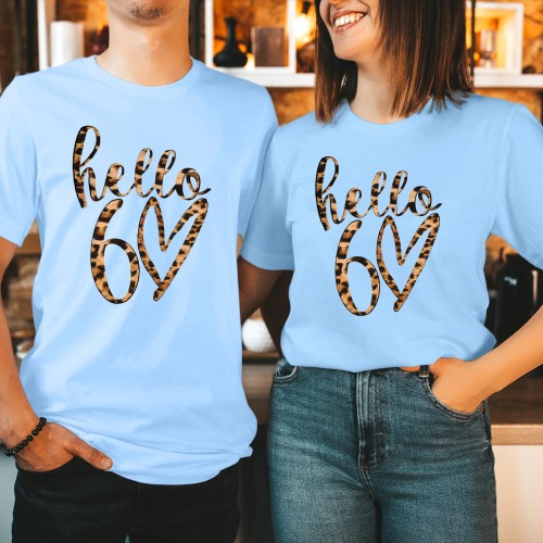 Hello 60 Sixty 60th Birthday  leopard Print T-Shirt, 60 Years Old Sixty 60th Birthday Cheetah Print Men Womens Gift T Shirt