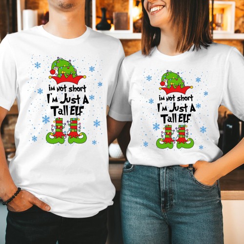 I'm Not Short I'm Just A Tall Elf Christmas Shirt, Funny Elf Matching Family Holiday Tee, Cute Graphic Retro Winter Gift Festive Xmas T-shirt