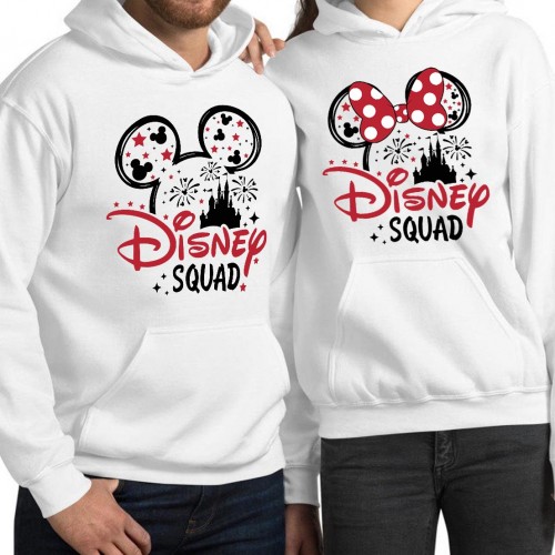 Disney Squad Hoodie, Matching Disney Jumpers, Disneyland Vacation Group Tops, Mickey Minnie Squad Hooded Jumper, Family Holiday Matching Outfits