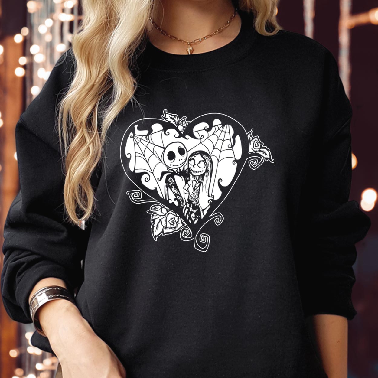 SWEATSHIRT (1983) Jack and Sally Halloween Heart