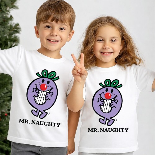 Mr Naughty Red Nose Day T-Shirt, Official Comic Relief T Shirt & Tops, Funny Book Character Charity Clothing, Kids & Childrens Red Nose Day Tee