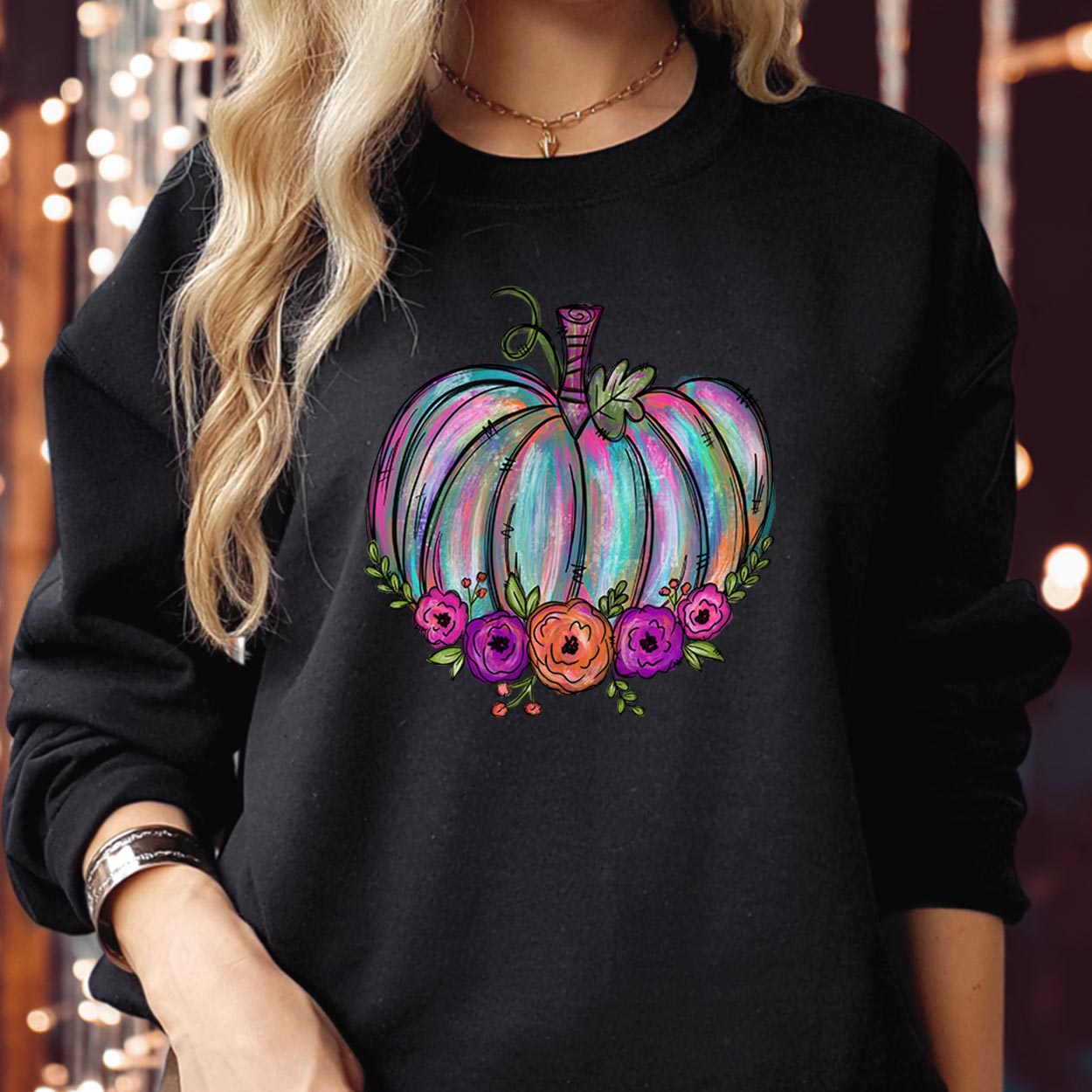 SWEATSHIRT (1933) Floral Water colour Fall Pumpkin Thanksgiving