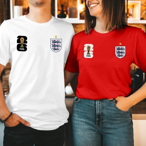 England 2026 World Cup Supporter T-Shirt, Three Lions Football Tournament Tee, England 26 Trophy Logo Top, Men’s Women's Kids Football Fan Apparel