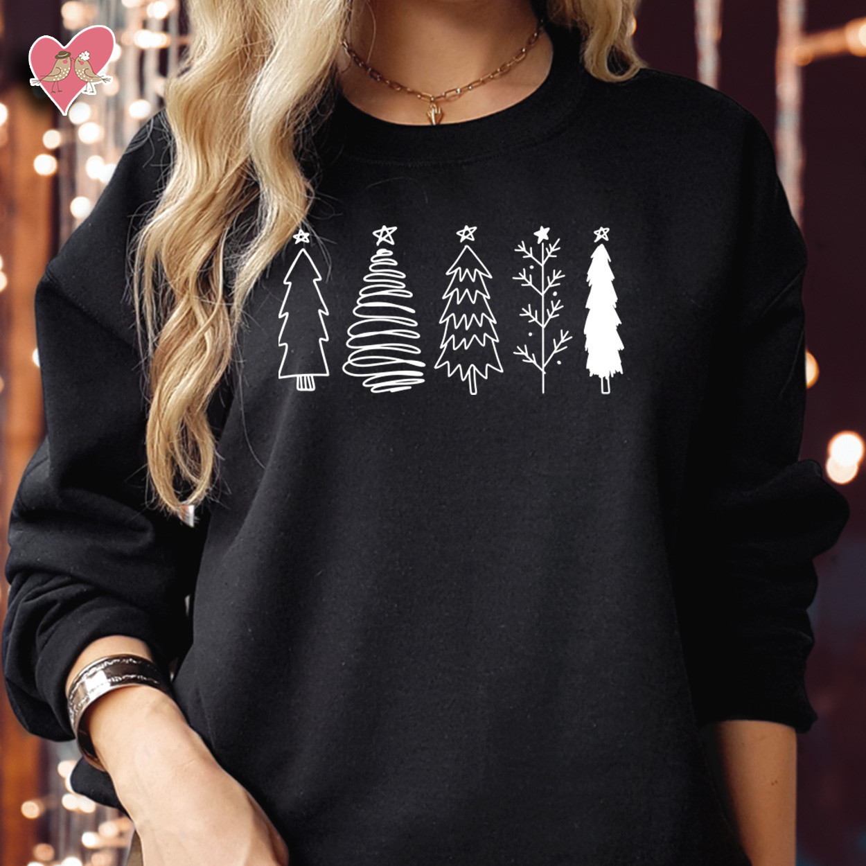 Merry Christmas Trees Sketch Sweatshirt