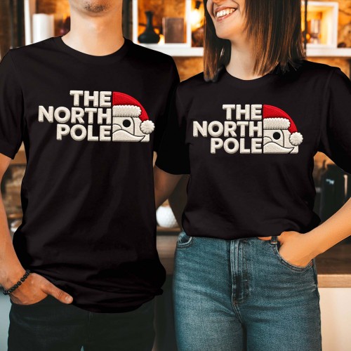 The North Pole Parody Christmas Printed T-Shirt Santa North Pole Festive Xmas Couple Tee Xmas Gift Top Shirt