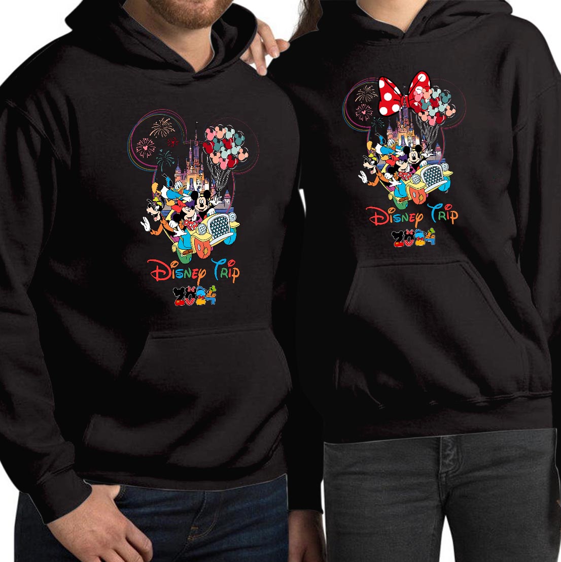 Disney Mickey Minnie Mouse Trip 2024 Family Holiday Hoodie Summer Vacation Tops Mickey Minnie and Friends Disneyland Tour Matching Hooded Jacket