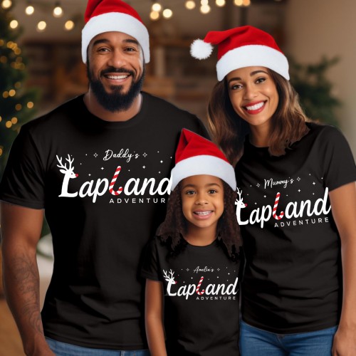 Personalised Lapland 2026 Family Christmas T-Shirt, Custom Cursive Candy Cane Matching Shirts, Festive Xmas Script Holiday Gift Top