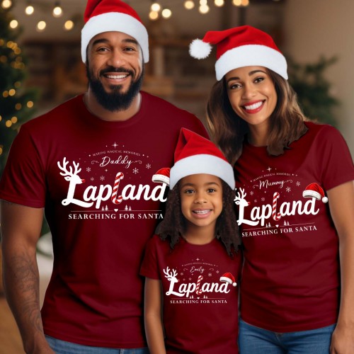 Personalised Lapland 2026 Family Christmas T-Shirt, Custom Cursive Candy Cane Matching Shirts, Festive Xmas Script Holiday Gift Top