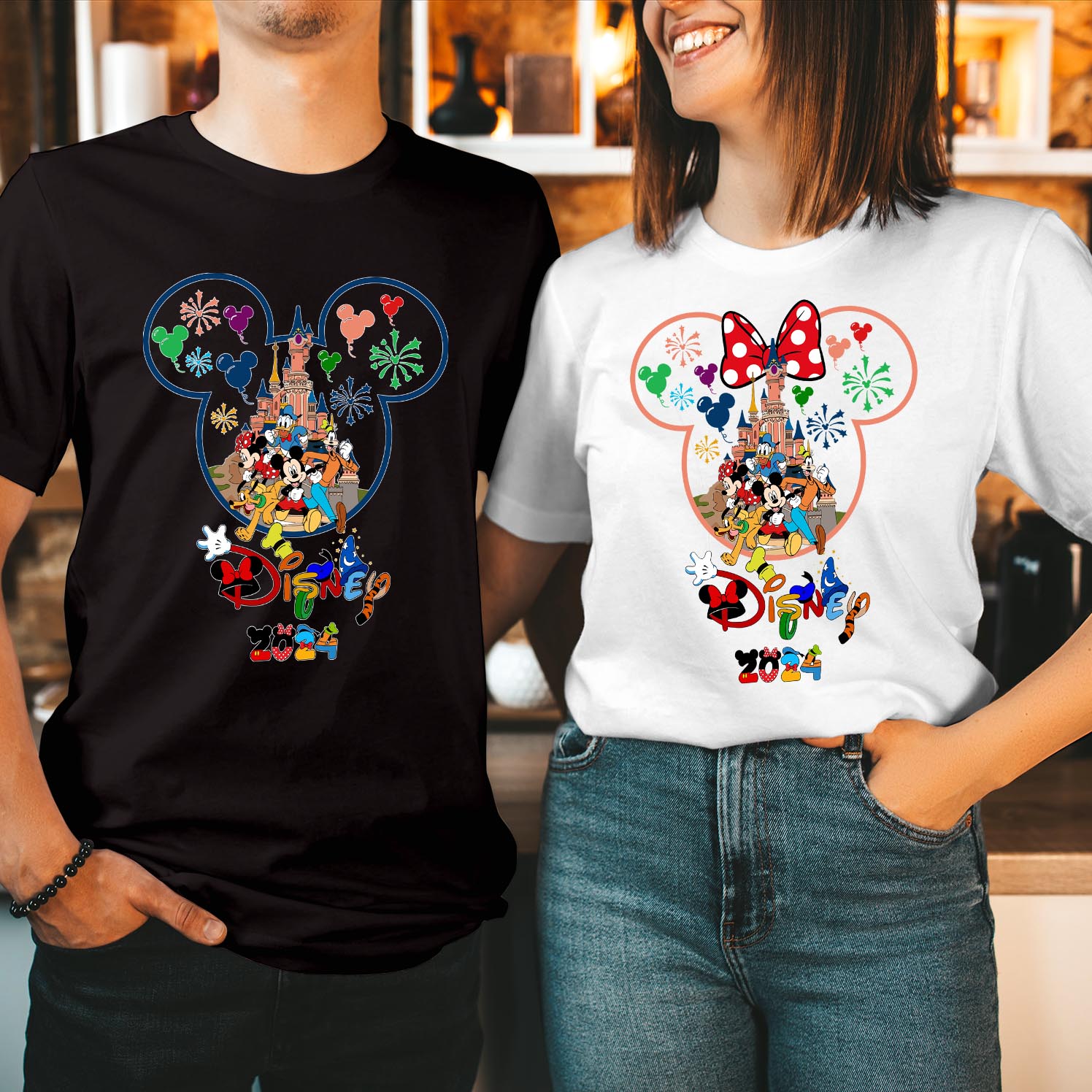 Disney Mickey Minnie Mouse Trip 2024 Family Holiday T-Shirt, Summer Vacation Tops Minnie Mickey Friends Disneyland Tour Mom Dad Kids Matching T Shirts