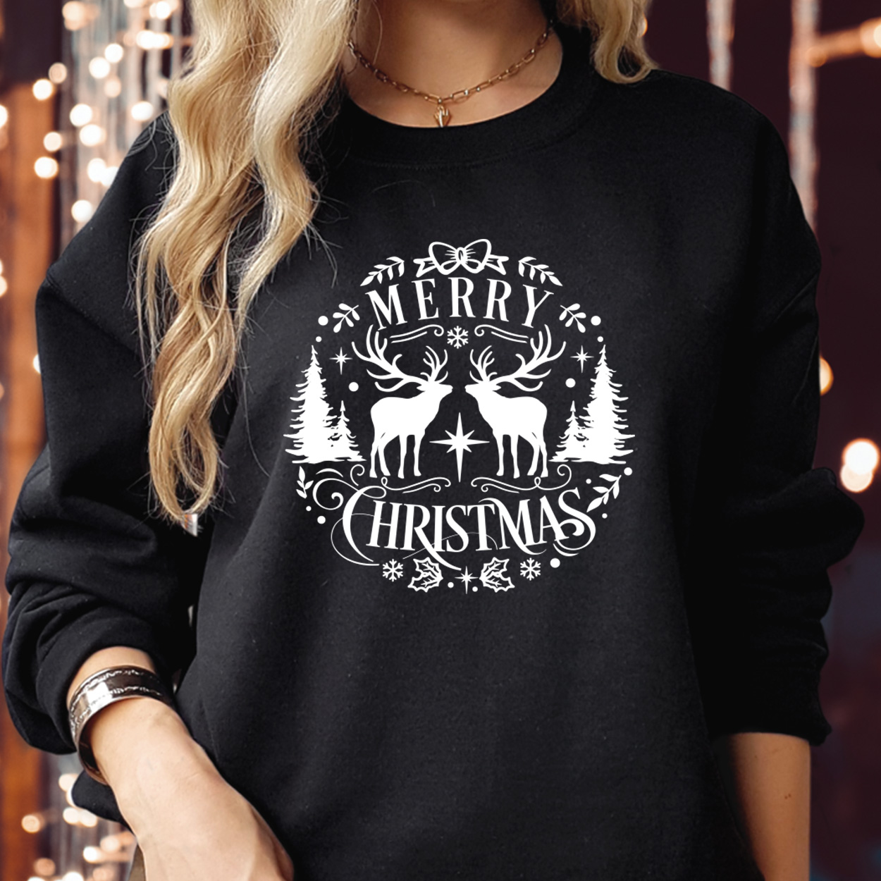 Reindeer Merry Christmas  Rudolph Tree Sweatshirt