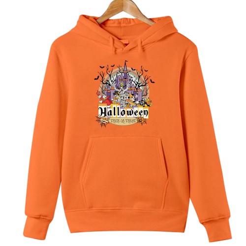 Disney Halloween Trick or Treat Hoodie, Retro Mickey Mouse Castle Jumper, Vintage Magic Kingdom Pullover, Cozy Season Ghost Graphic Sweater