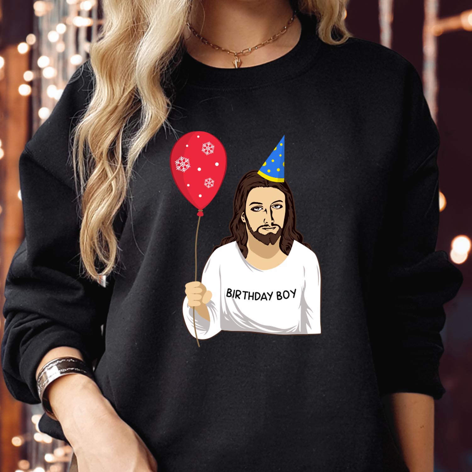 Funny Christmas Sweater - Jesus Birthday Boy, Christmas Gift for Him, Humorous Religious Sweater, Festive Holiday Jumper