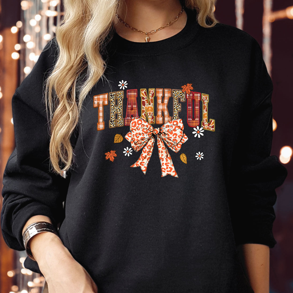 Thankful Coquette Bow Pumpkin Cozy Autumn Fall Vibes Jumper, Spooky Season Boo Ghost Witch, Thanksgiving Happy Halloween Sweater