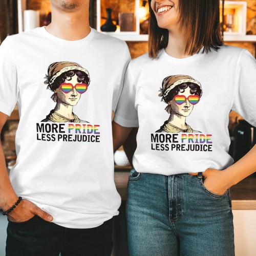 More Pride Less Prejudice Shirt, Funny LGBTQ Pride Tee, Gay Pride Shirts & Pride Clothing, LGBT Jane Austen Tops