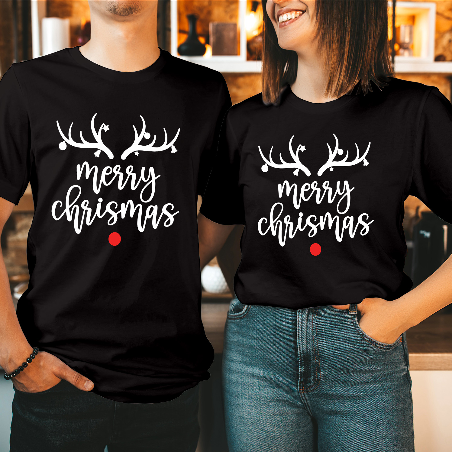 Reindeer Antlers Merry Christmas Rudolph Tree T shirt