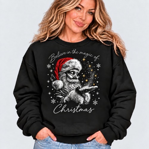 Believe In The Magic Of Christmas Santa Sweatshirt | Vintage Festive Santa Claus Xmas Jumper