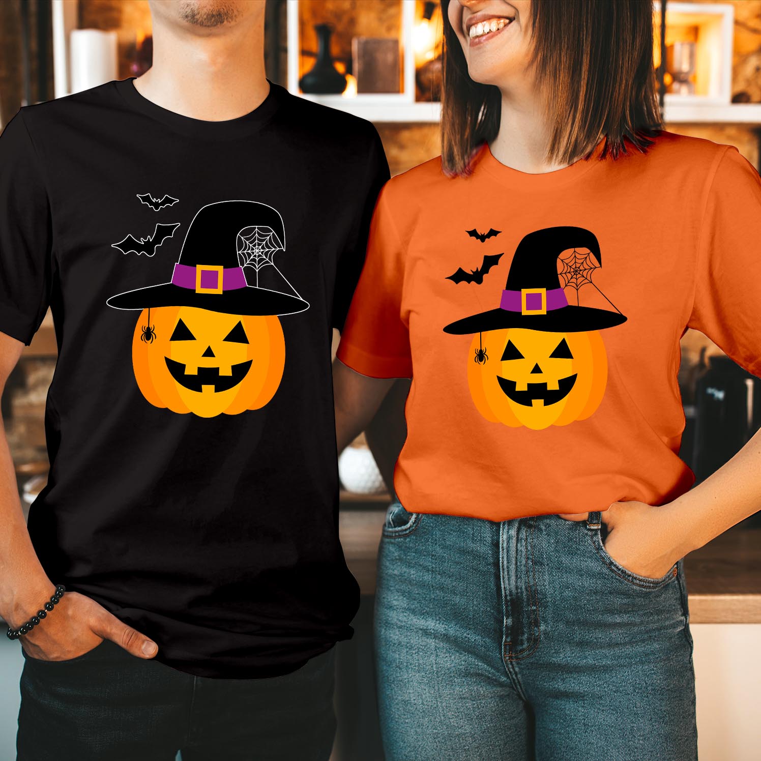 Halloween Witch Pumpkin Hat T-Shirt Spooky Witch and Pumpkin Apparel for Halloween Celebrations Comfortable and Trendy Tee for All Ages Unisex T Shirt