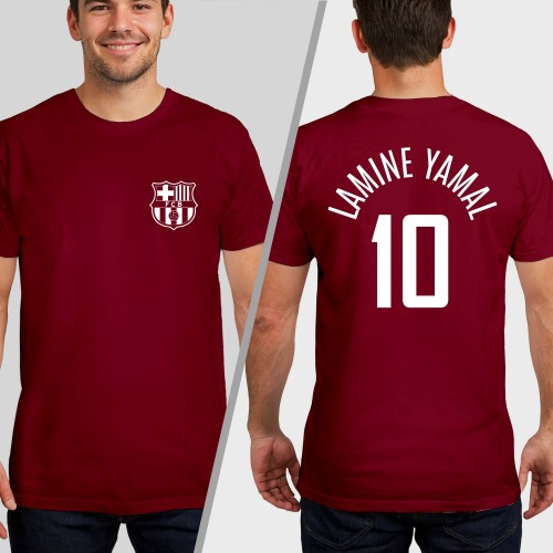 Lamine Yamal Barcelona Name & Number T-Shirt, Blaugrana Fan Gifts, Double Sided Jersey Print, Mens Womens Kids Jersey Gift, Birthday Sport Tops