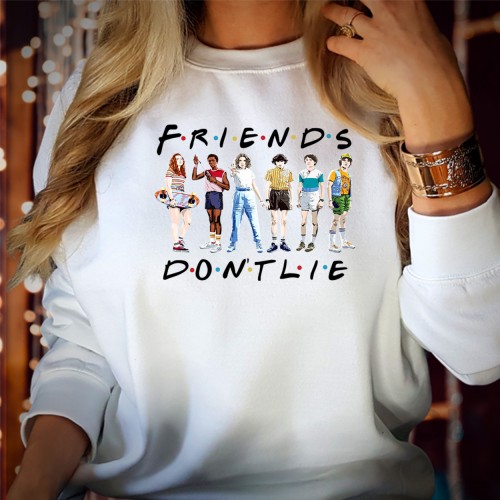 Friends Don't Lie Sweatshirt, Stranger Things Sweatshirts, Hellfire Club Merch, Hawkins High School Sweater, TV Series Tops, Dustin & Steve Harrington Jumper