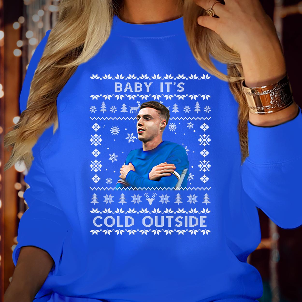 Chelsea Christmas Baby It’s Cold Outside Cole Palmer Sweatshirt | Festive Xmas Jumper | Funny Football Gift for Chelsea Fans
