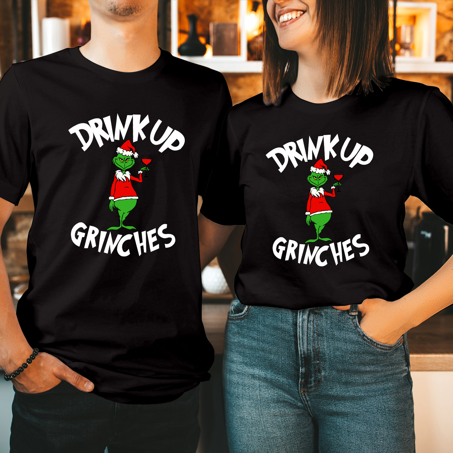 Drink Up Grinches Funny Christmas T-Shirt